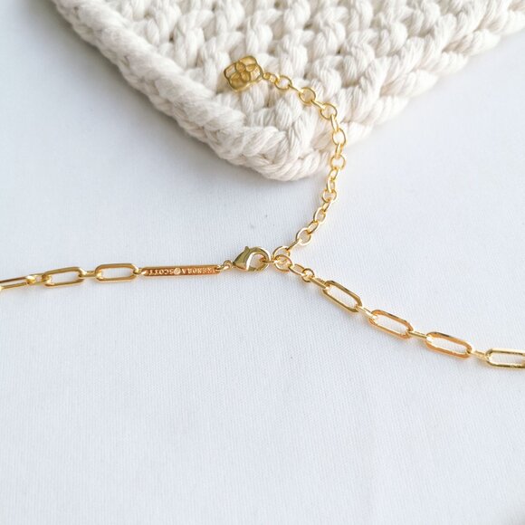 Kendra Scott Lindy Gold White CZ Crystal Chain Necklace - Picture 4 of 5